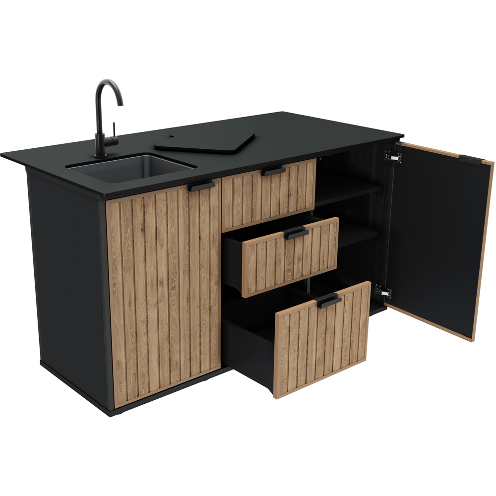 Keter 2 Door 3 Drawer Graphite Compact Outdoor Kitchen with Sink and Serving Tray Image 5