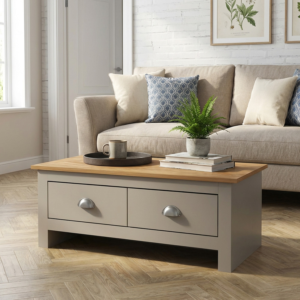 Lexington 2 Drawer Grey Coffee Table Image 6