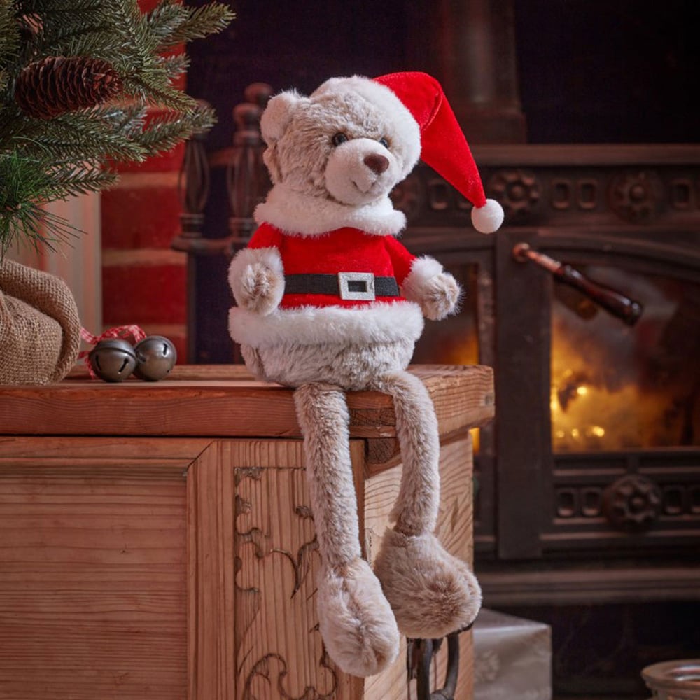 Marco Paul Seated Teddy Santa Plush Ornament Image 2