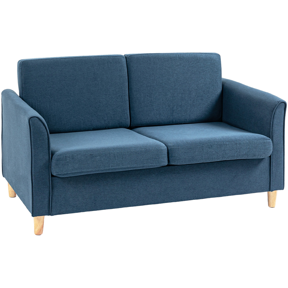 Portland 2 Seater Blue Linen Loveseat Sofa Image 2