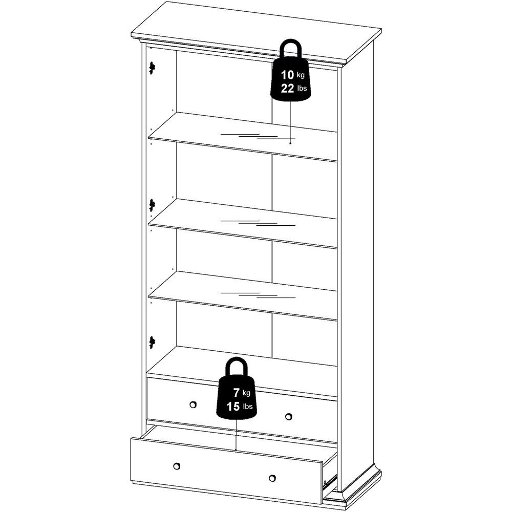Florence Paris China 2 Door 2 Drawer White Display Cabinet Image 7