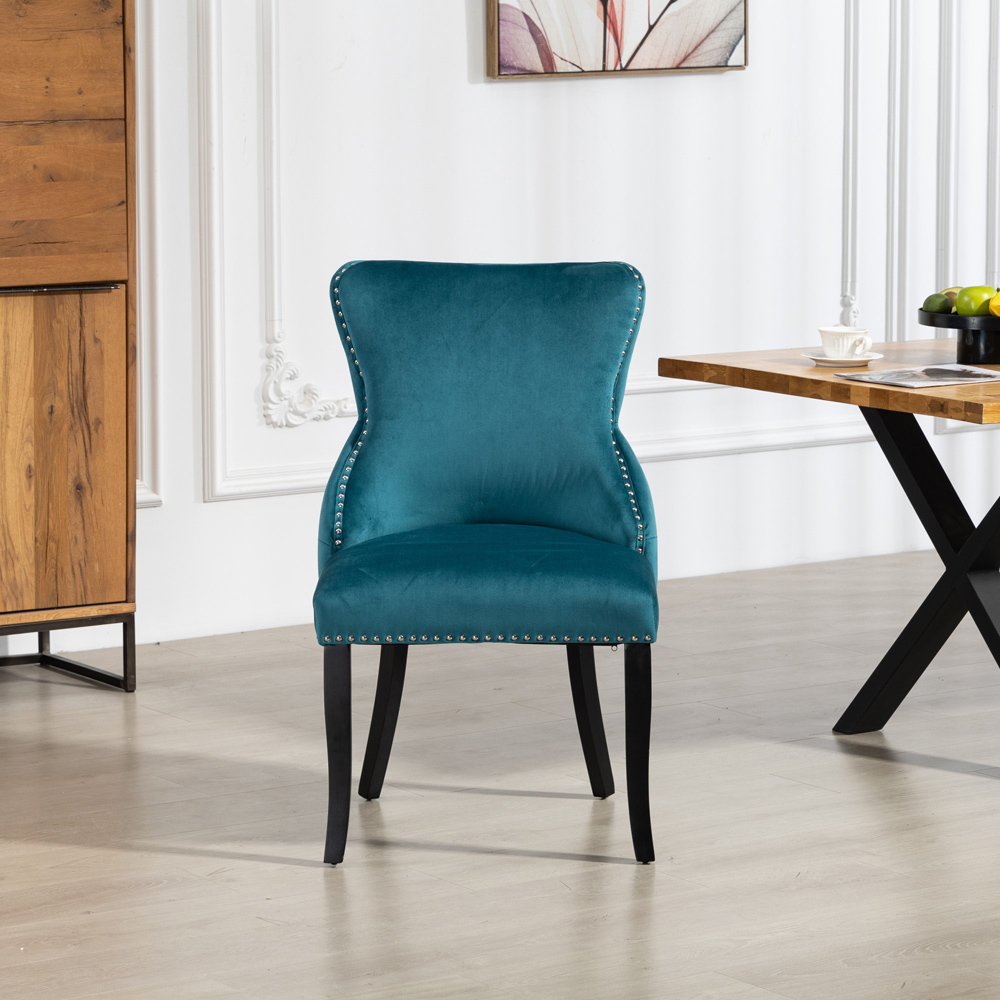 Artemis Home Palata Set of 2 Teal Velvet Fabric Dining Chair Image 2