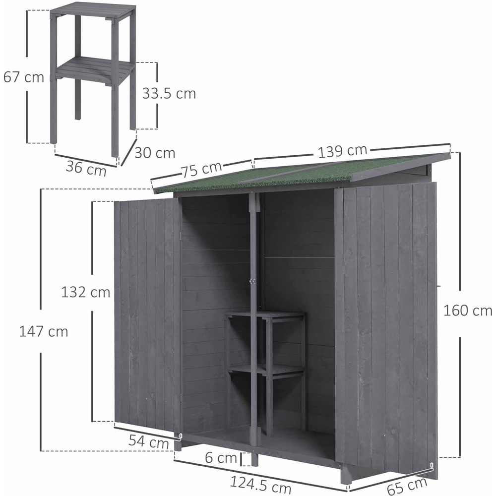 Outsunny 4.6 x 2.5ft Dark Grey Wooden Garden Shed Image 8
