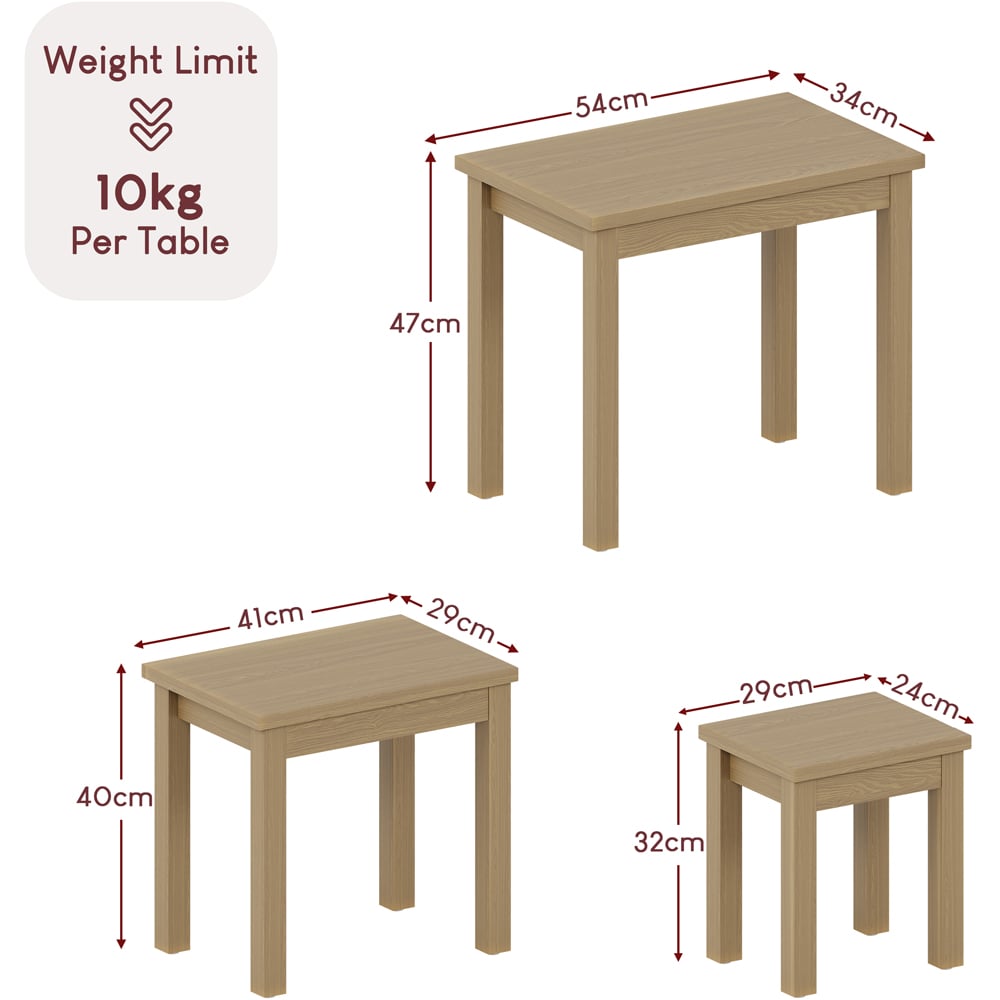 Vida Designs Oakridge Pine Nest of Tables Set of 3 Image 9