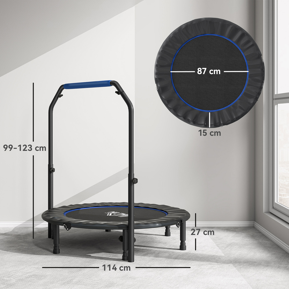 HOMCOM 3.7ft Blue Foldable Mini Trampoline with Adjustable Foam Handle Image 9