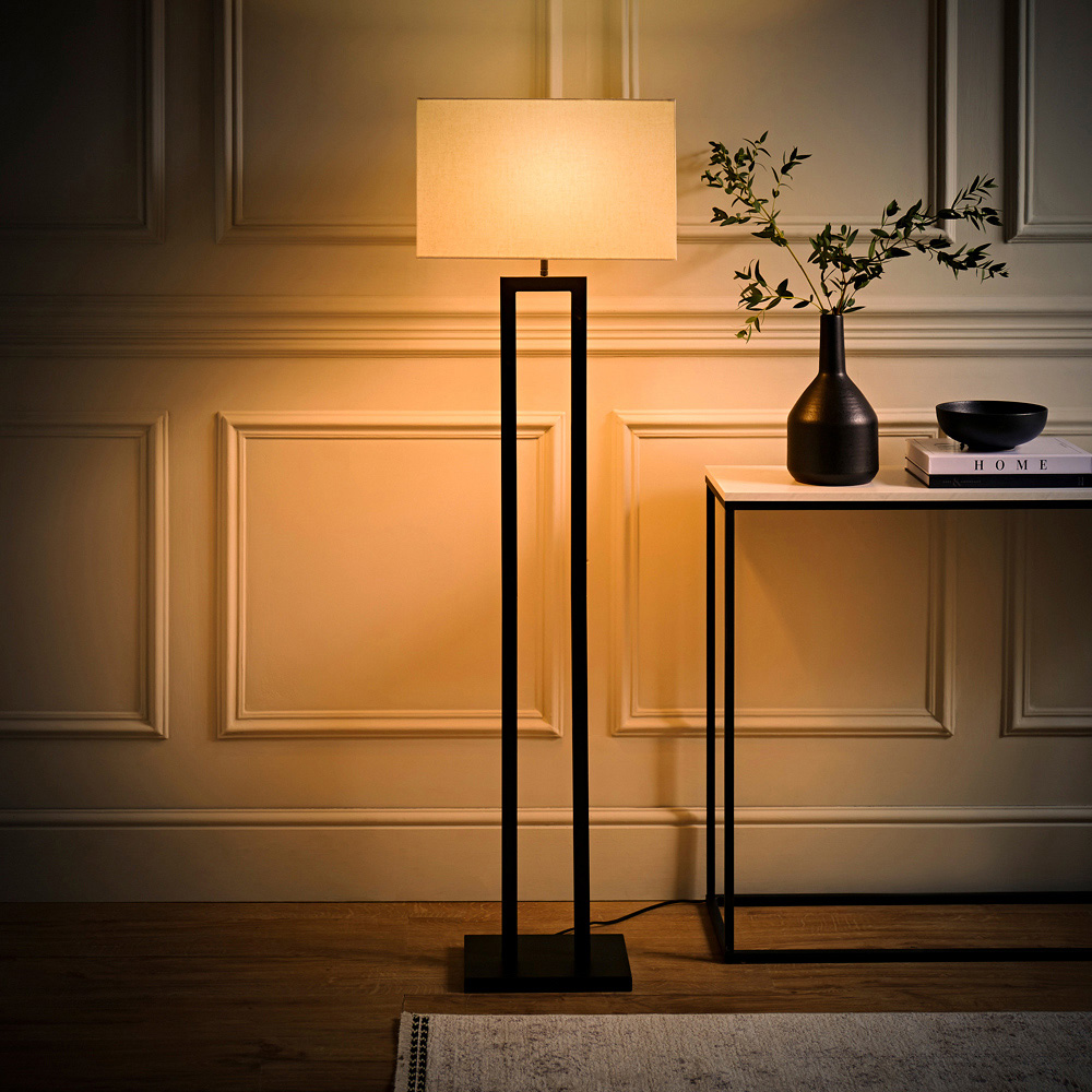 ValueLights Gloria Lamp Shade Black Double Stem Metal LED Floor Lamp Image 6