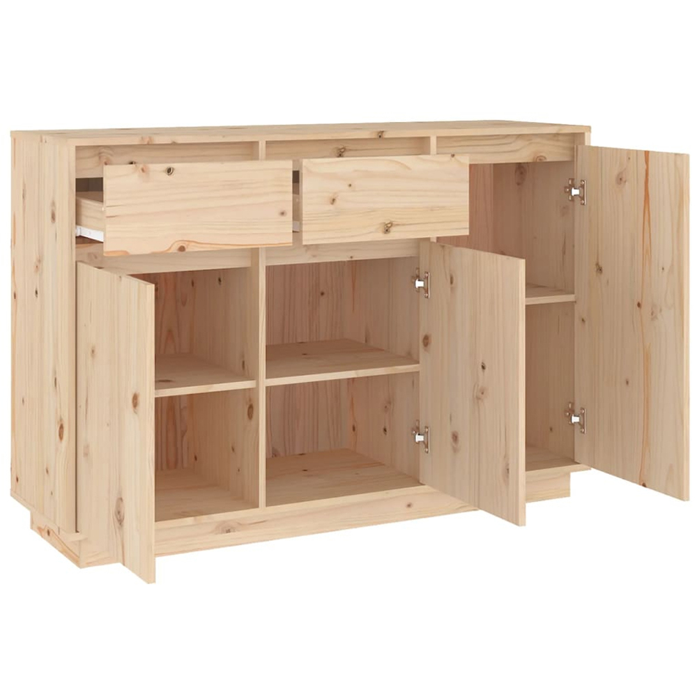 vidaXL 3 Door 2 Drawer Natural Solid Pine Wood Sideboard Image 5