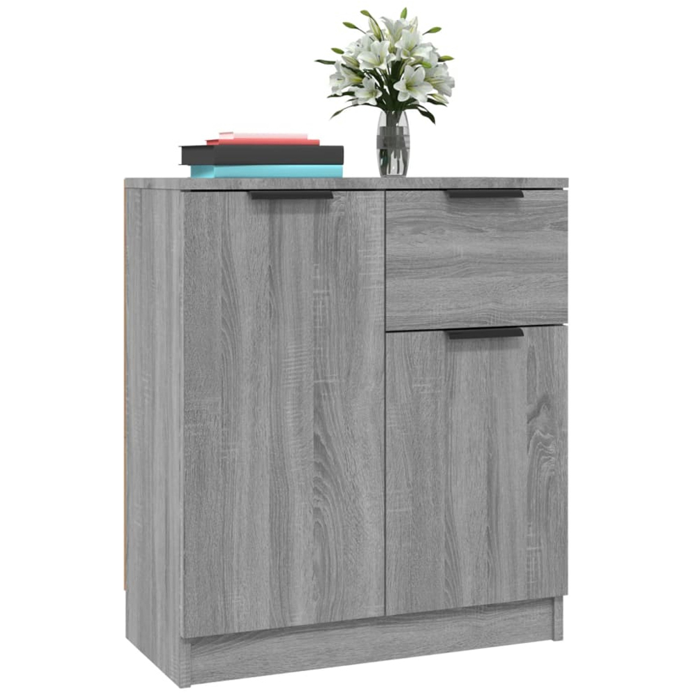 vidaXL 2 Door Single Drawer Grey Sonoma Wooden Sideboard Set of 2 Image 5