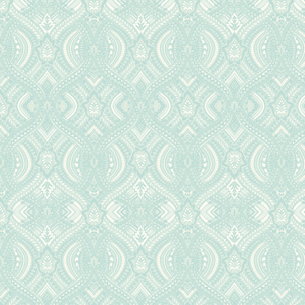 Hoopla Walls Elegance Ogee Damask Duck Egg Blue Wallpaper Image 1