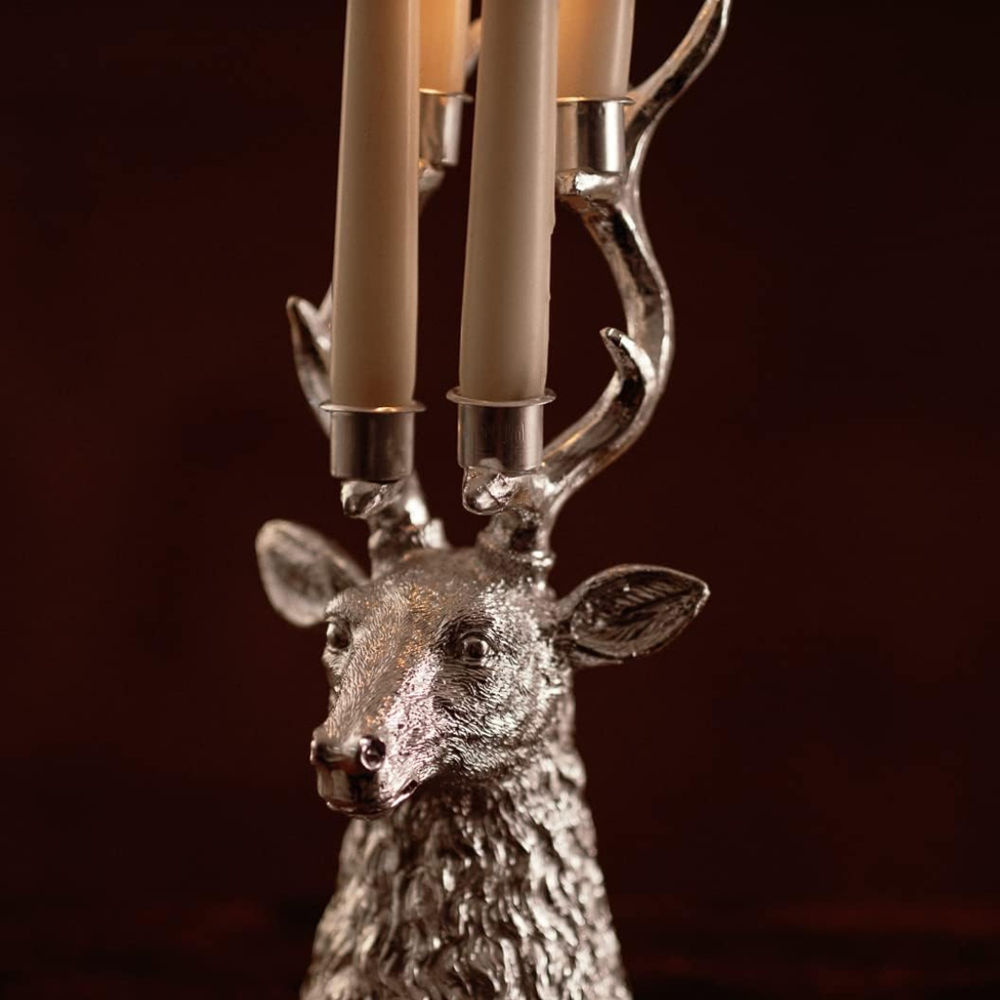 Marco Paul Silver Stag Reindeer Taper Candle Holder Image 3