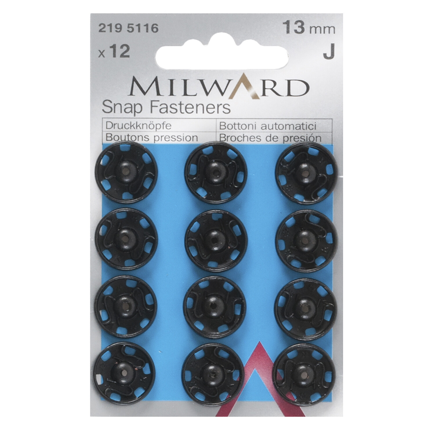 Milward Snap Fasteners - Black / 13mm Image 1