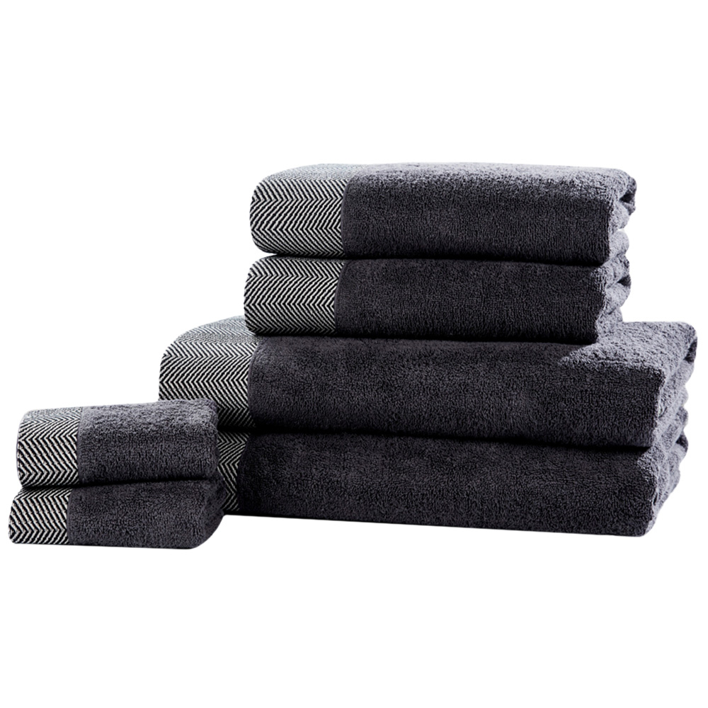 Rapport Home Tidal Charcoal Grey Cotton Hand Towel Image 1