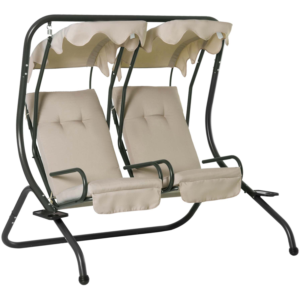 Outsunny 2 Seater Beige Swing Chair with Cushions Image 2