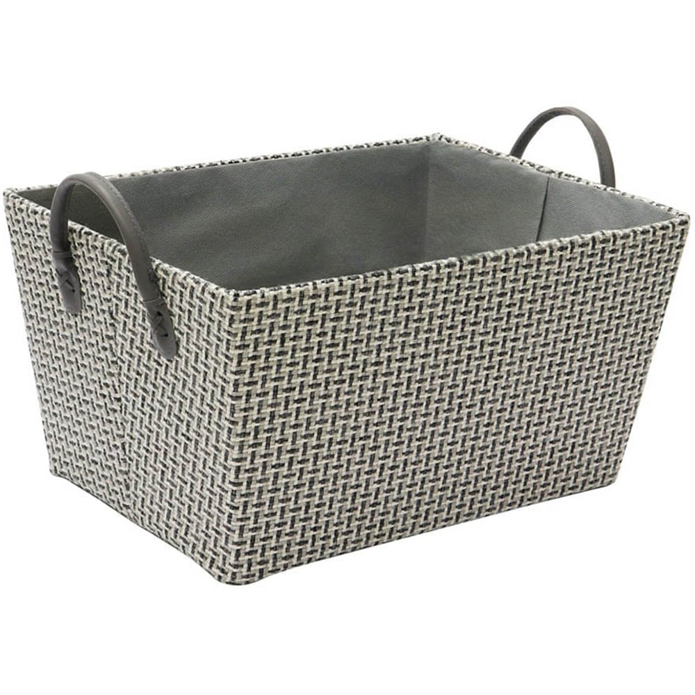 JVL Silva Rectangular Fabric Storge Basket with Pu Handles Image 1