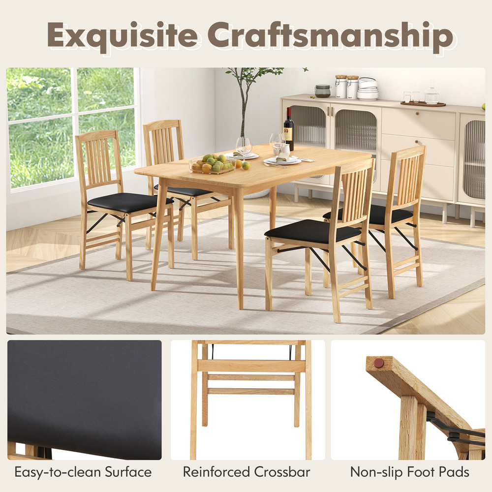 Costway Set of 2 Black Foldable Dining Chairs Image 5