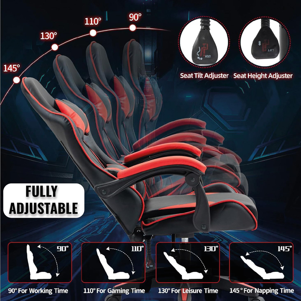 Home Treats Green Reclining Gaming Chair with Massage Cushion and Footrest Image 8