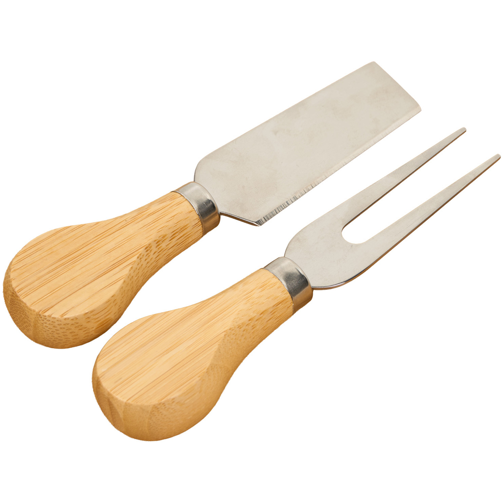 Christmas Tree Cheese Board with 2 Knives Natural Image 3