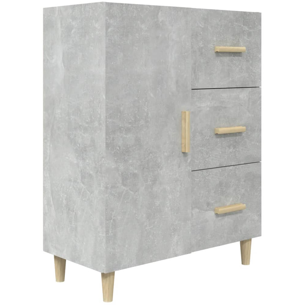 vidaXL Single Door 3 Drawer Concrete Grey Wooden Sideboard Image 2