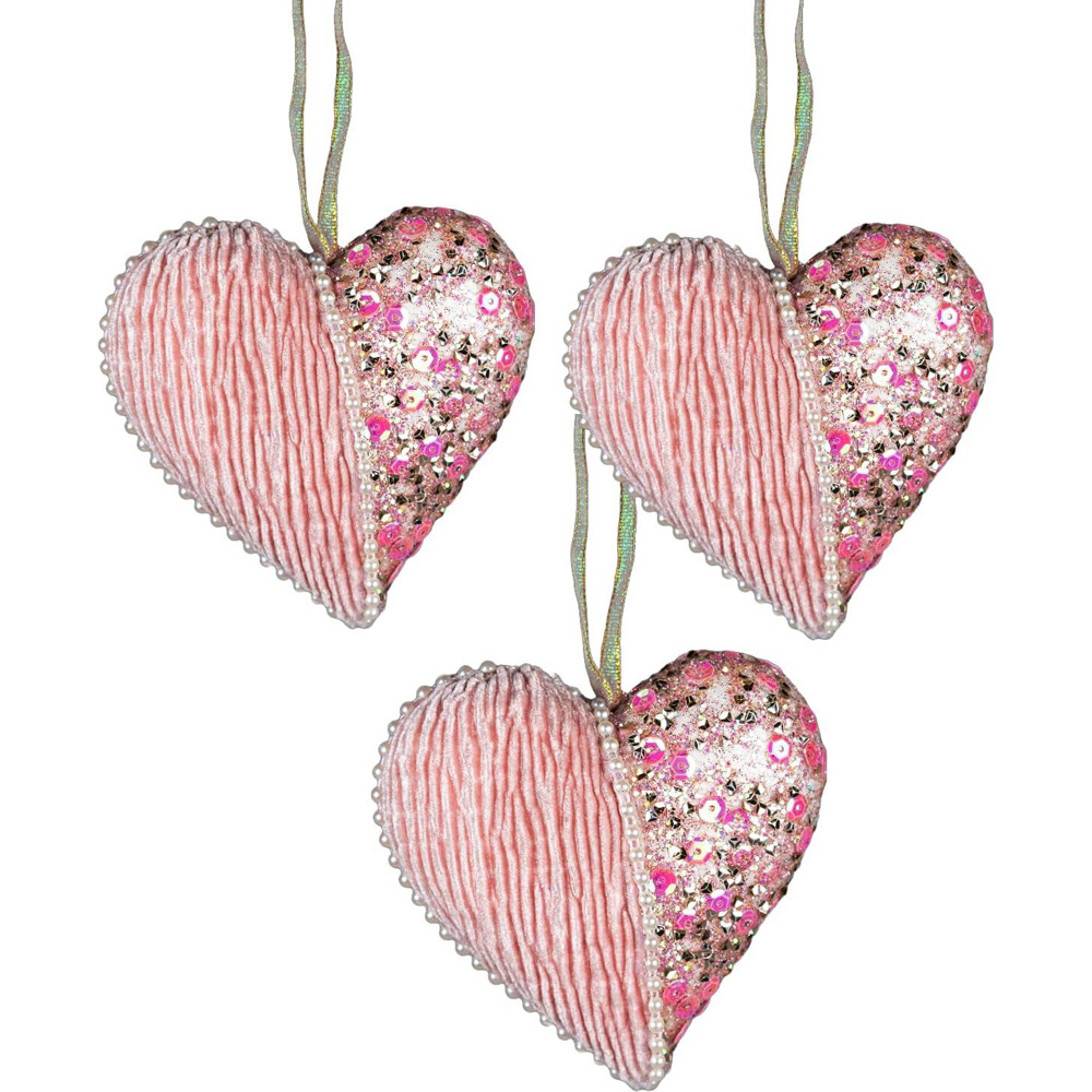 Shatchi Baby Pink Heart Hanging Christmas Decoration Image 2