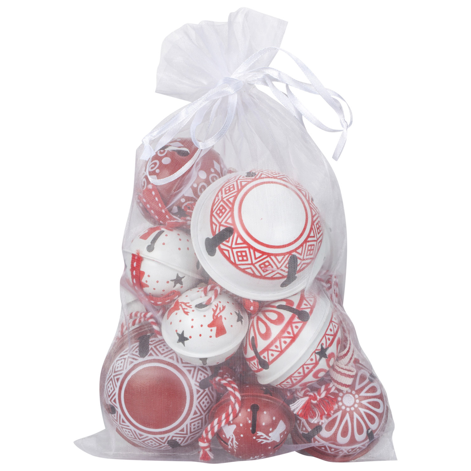 Candy Cane Lane Red and White Bell Ornaments 14 Pack Image