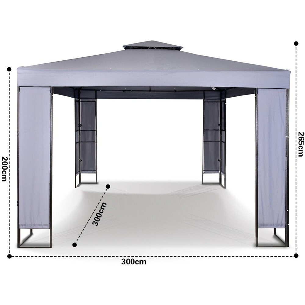 Maximus 3 x 3m 2-Tier Grey Patio Gazebo with Removable Side Image 5