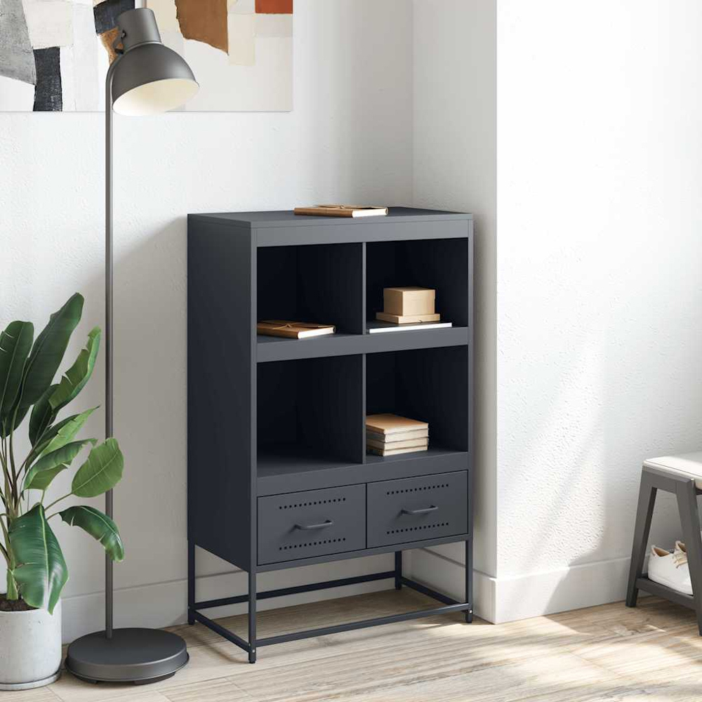 vidaXL 2 Drawer 4 Shelf Anthracite Cold-Rolled Steel Highboard Image 9
