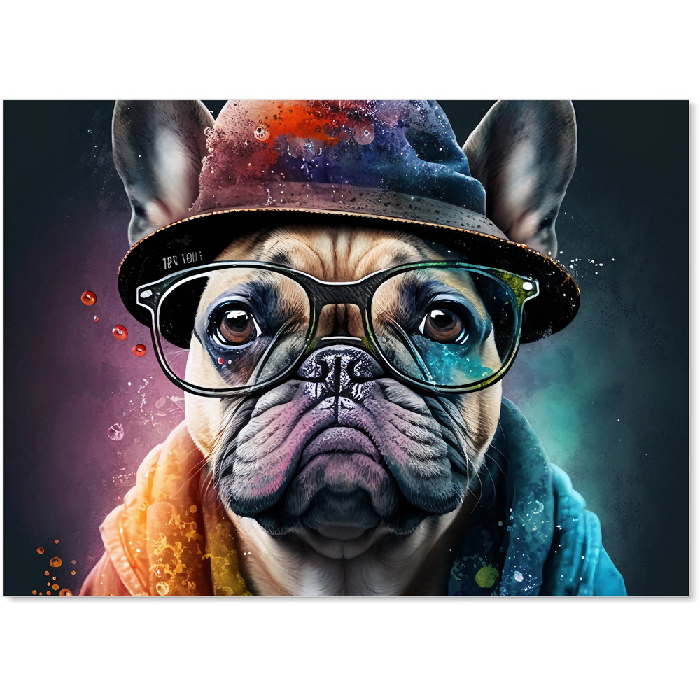Warren Reed Designer French Bulldog Splashart Glass Kitchen Splashback 65 x 90cm Image 2
