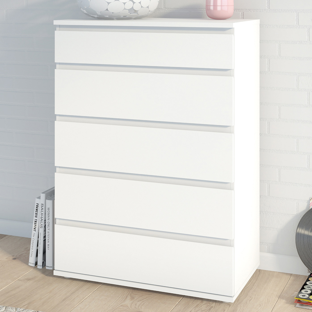 Florence 5 Drawer White Chest of Drawers Image 1