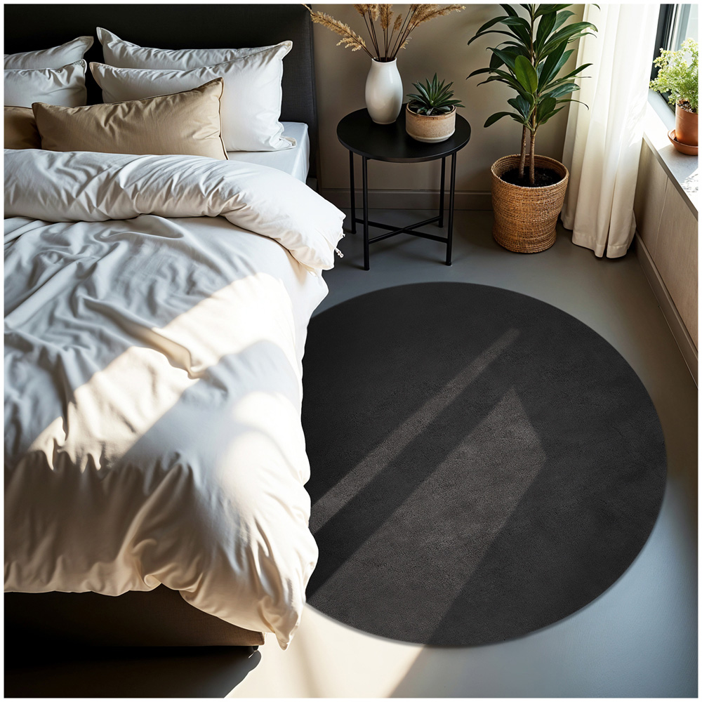 tectake Zonelle Anthracite Short Pile Ultra Soft Rug 120 x 120cm Image 2