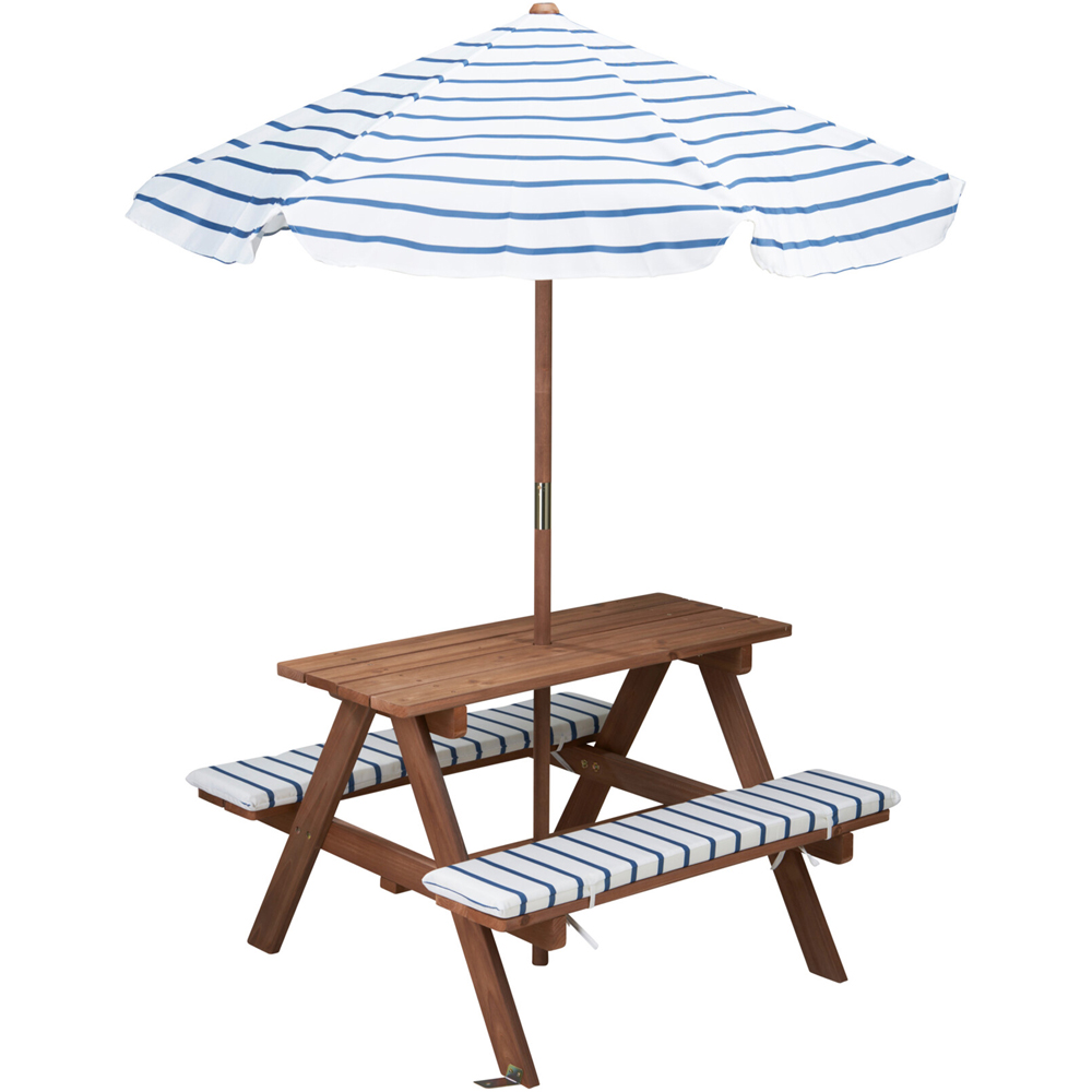 Jack Stonehouse 4 Seater Stripe Design Kids Picnic Table and Parasol Set Image 2