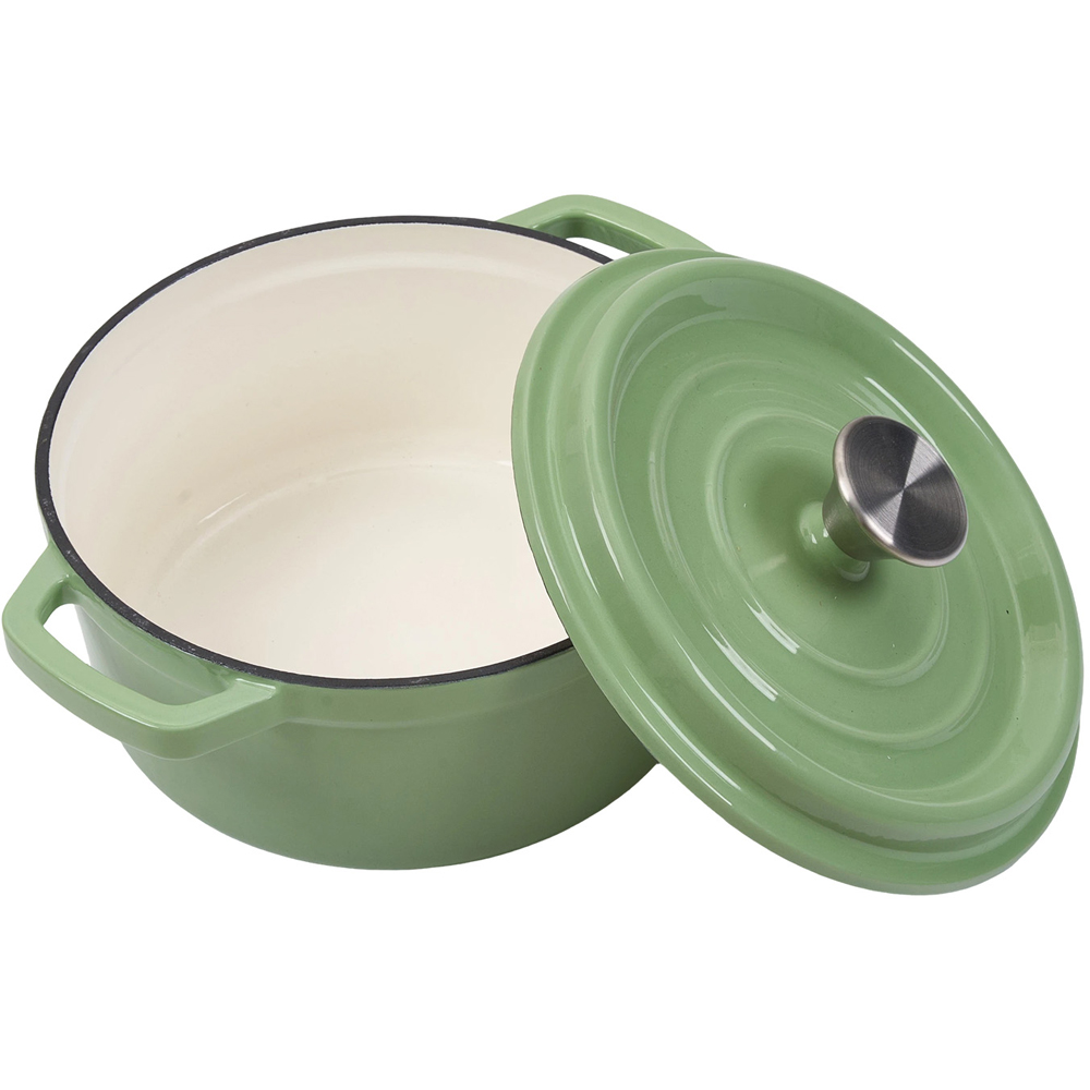 Living and Home Matcha Green Enamelled Cast Iron Dutch Oven Pot 6L Image 3