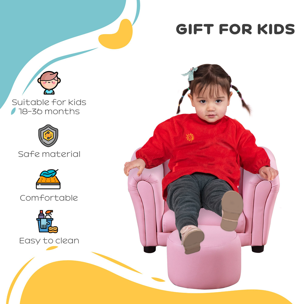 Tommy Toys Pink Kids Armchair and Stool Set Image 6