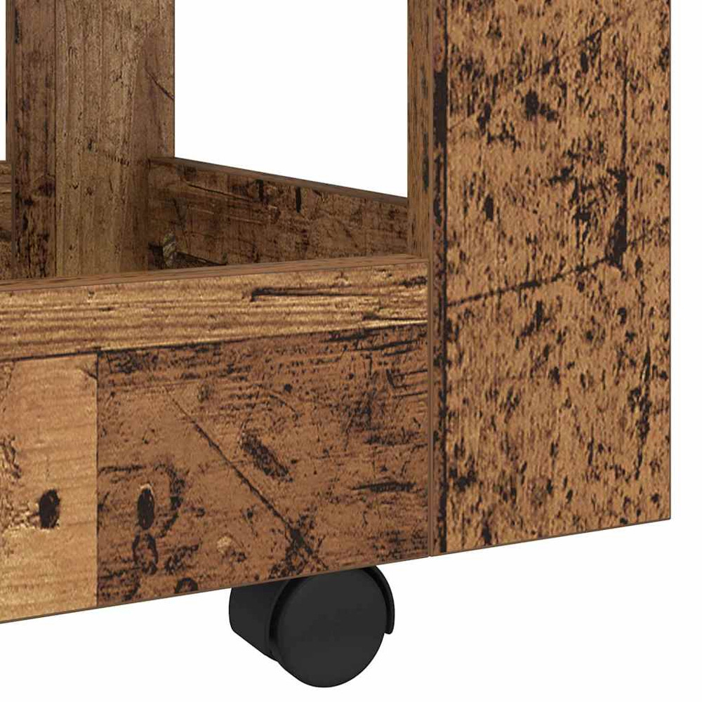 vidaXL 2 Shelf Old Wood Effect Wooden Desk Trolley Image 4