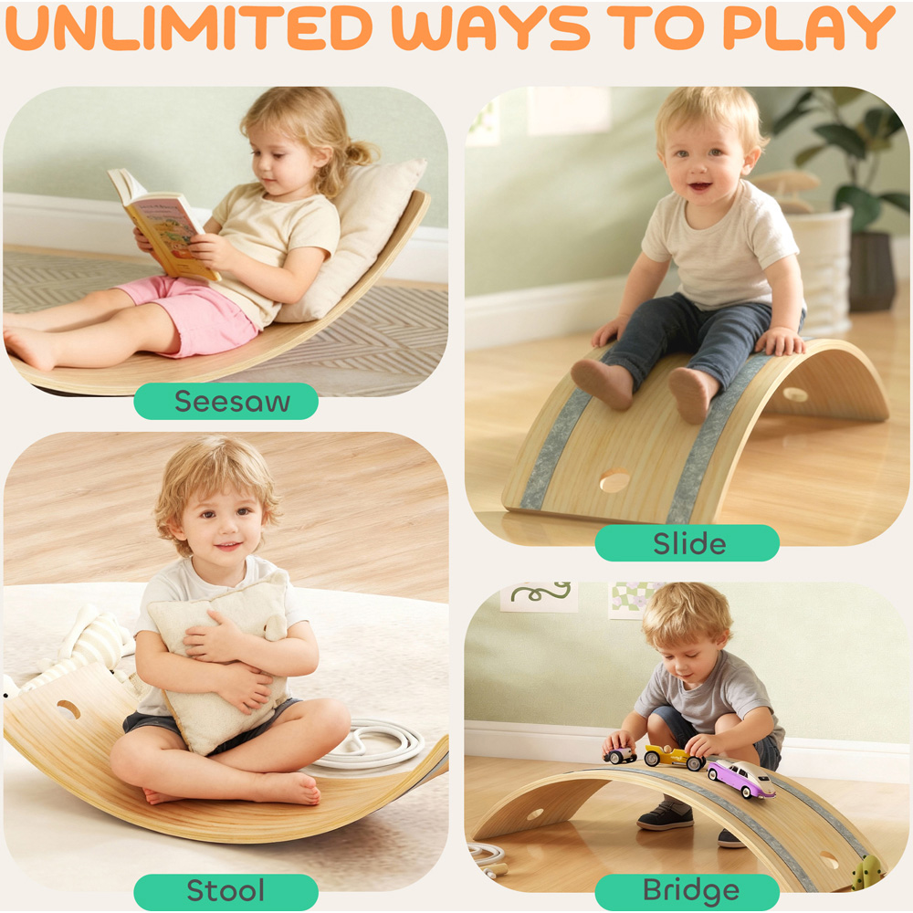 Tommy Toys AIYAPLAY Kids Balance Board with Rope and Felt Pad Image 7