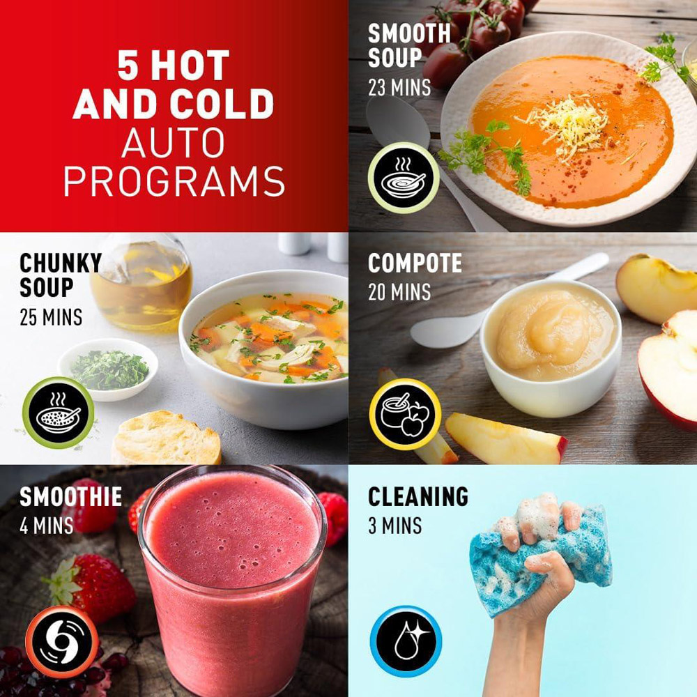 Tefal Auto Clean Digital Control Smoothie and Soup Maker 1.2L Image 3
