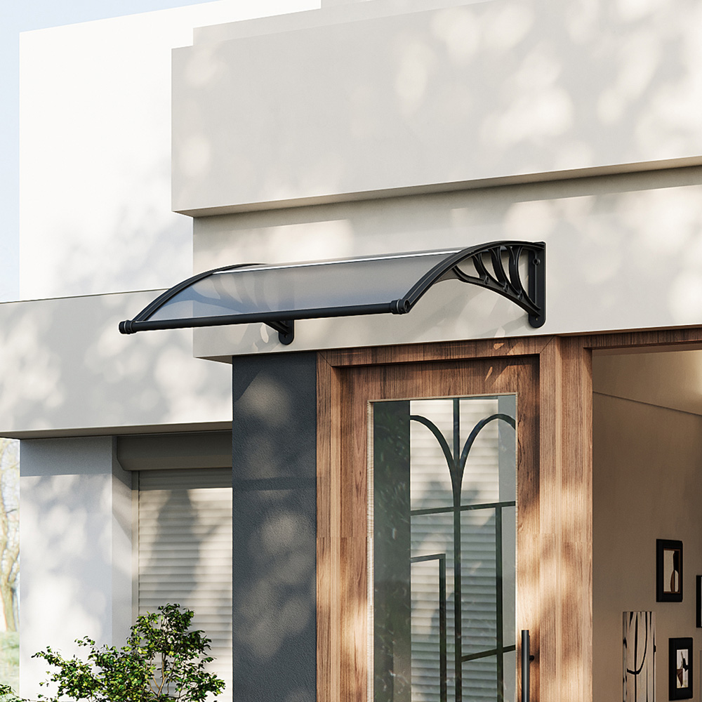 Living and Home Dark Grey Arched Door and Window Awning with Water Channel 1 x 1m Image 8