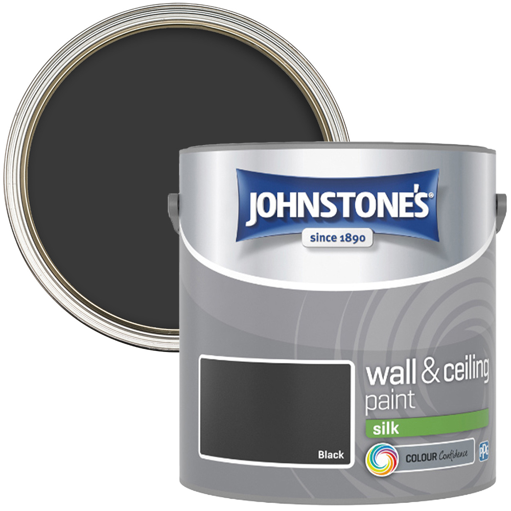 Johnstone's Walls & Ceilings Black Silk Emulsion Paint 2.5L Image 1
