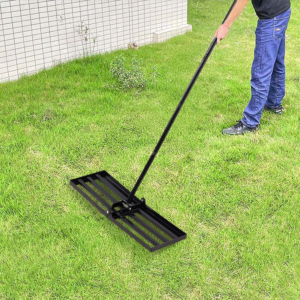 Living and Home Garden Lawn Levelling Rake with Detachable Long Handle 76 x 25 x 213cm Image 2