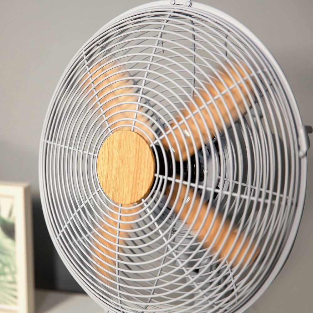 Russell Hobbs Grey and Wood Effect Scandi Desk Fan 12 inch Image 3