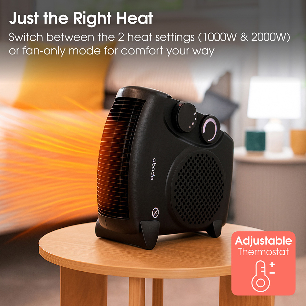 Abode AFH1001B Black Horizontal and Vertical Fan Heater Image 5