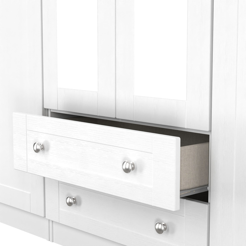 Crowndale Sussex 6 Door 2 Drawer White Ash and Bardolino Oak Tall Mirror Wardrobe Ready Assembled Image 8