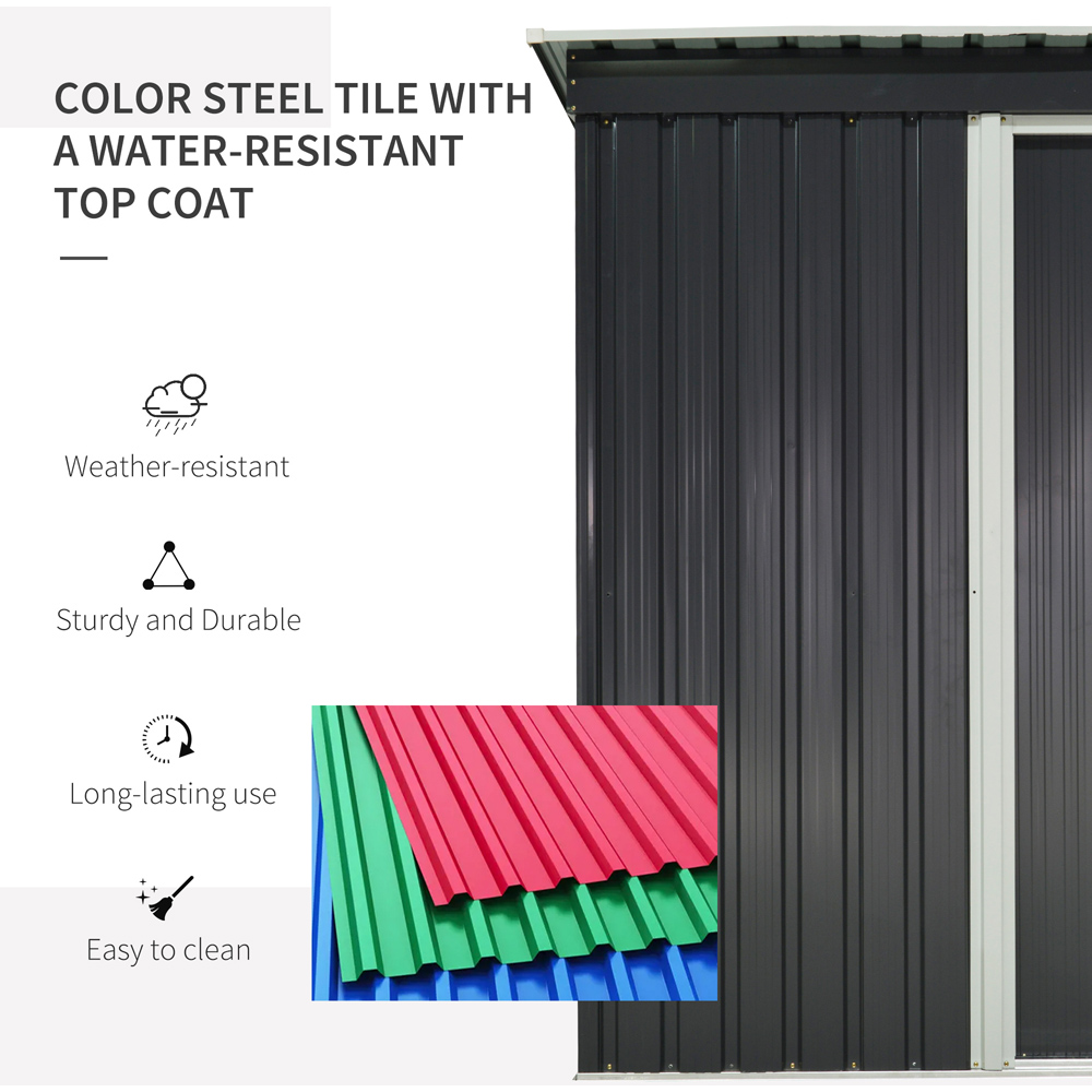 Outsunny 5 x 3ft Black Garden Metal Shed Image 4
