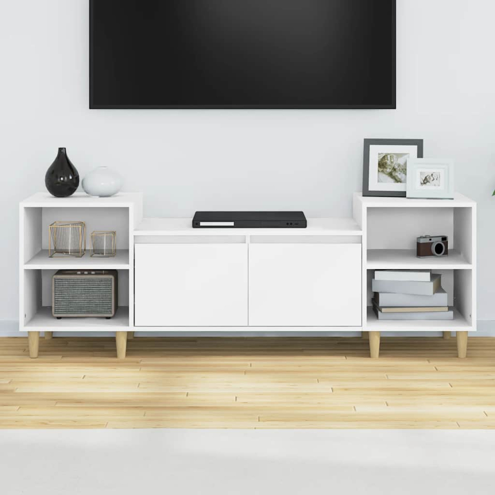 vidaXL 2 Door 4 Shelf White TV Cabinet Image 1