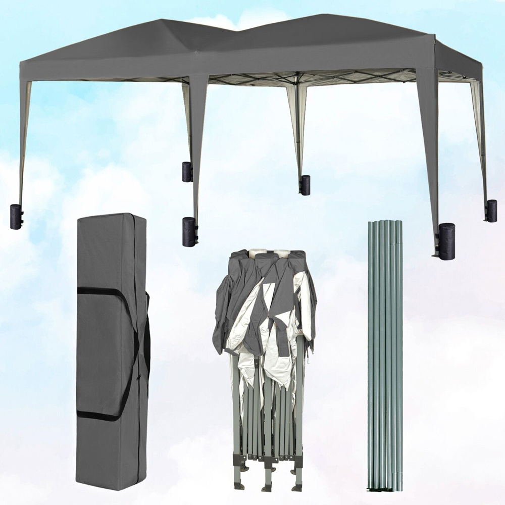 Grey 3 x 6m Pop Up Gazebo with Weight Bags and Removable Side Image 4