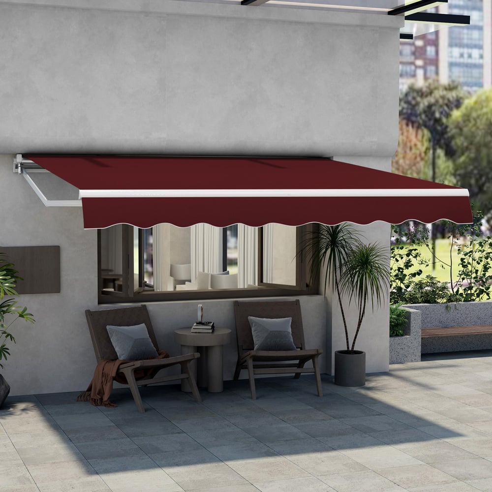 Costway Wine Retractable Manual Patio Awning 3.6 x 3m Image 1