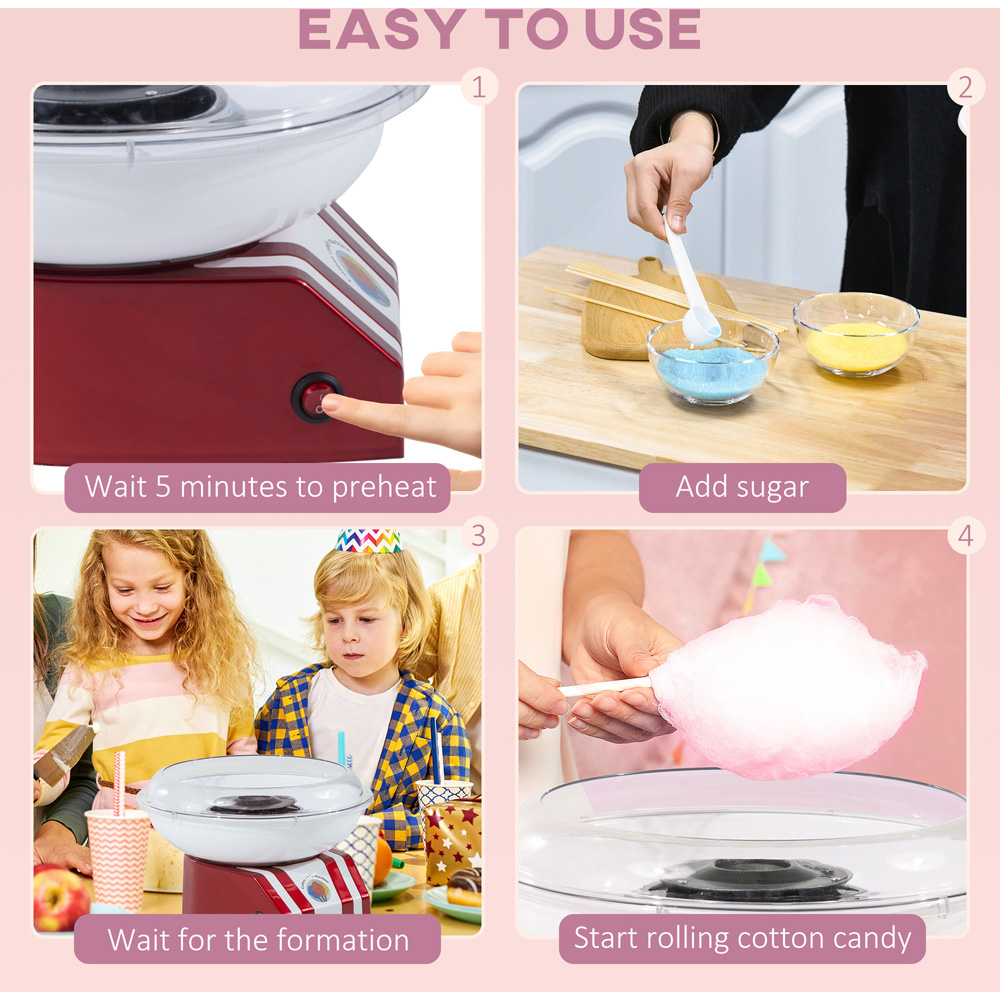 HOMCOM 800-020 550W Red Electric Cotton Candy Maker Image 7