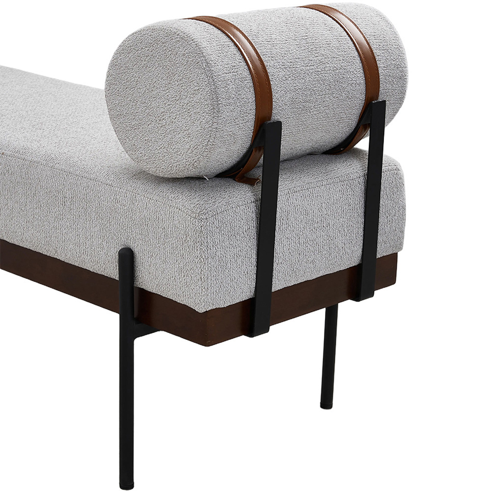 Living and Home 2 Seater Light Grey Cylindrical Bolster Chaise Lounge Bench Image 8