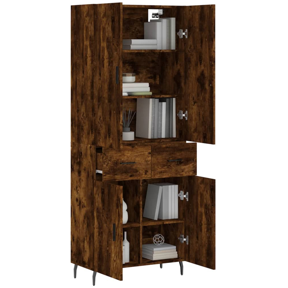 vidaXL 4 Door 2 Drawer Smoked Oak Highboard Image 3