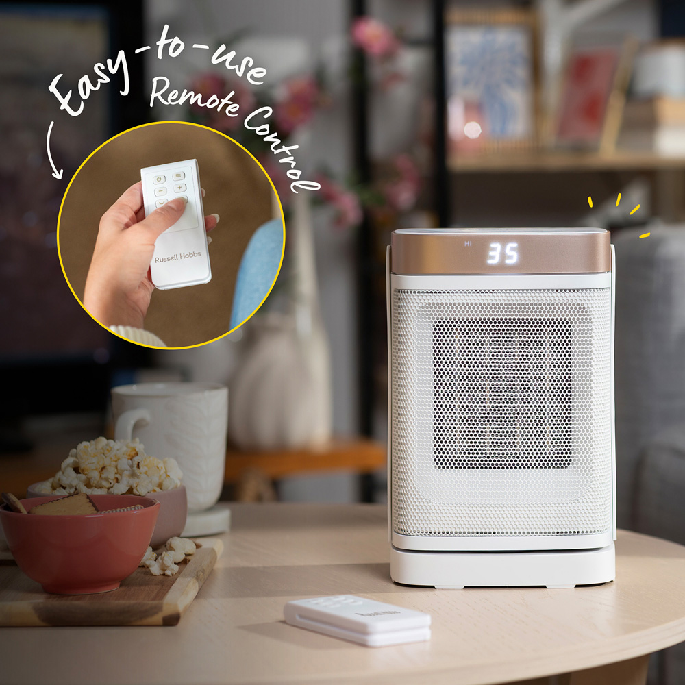 Russell Hobbs RHCH2001WCHAMP White and Champagne Square Oscillating Ceramic Heater 1500W Image 5
