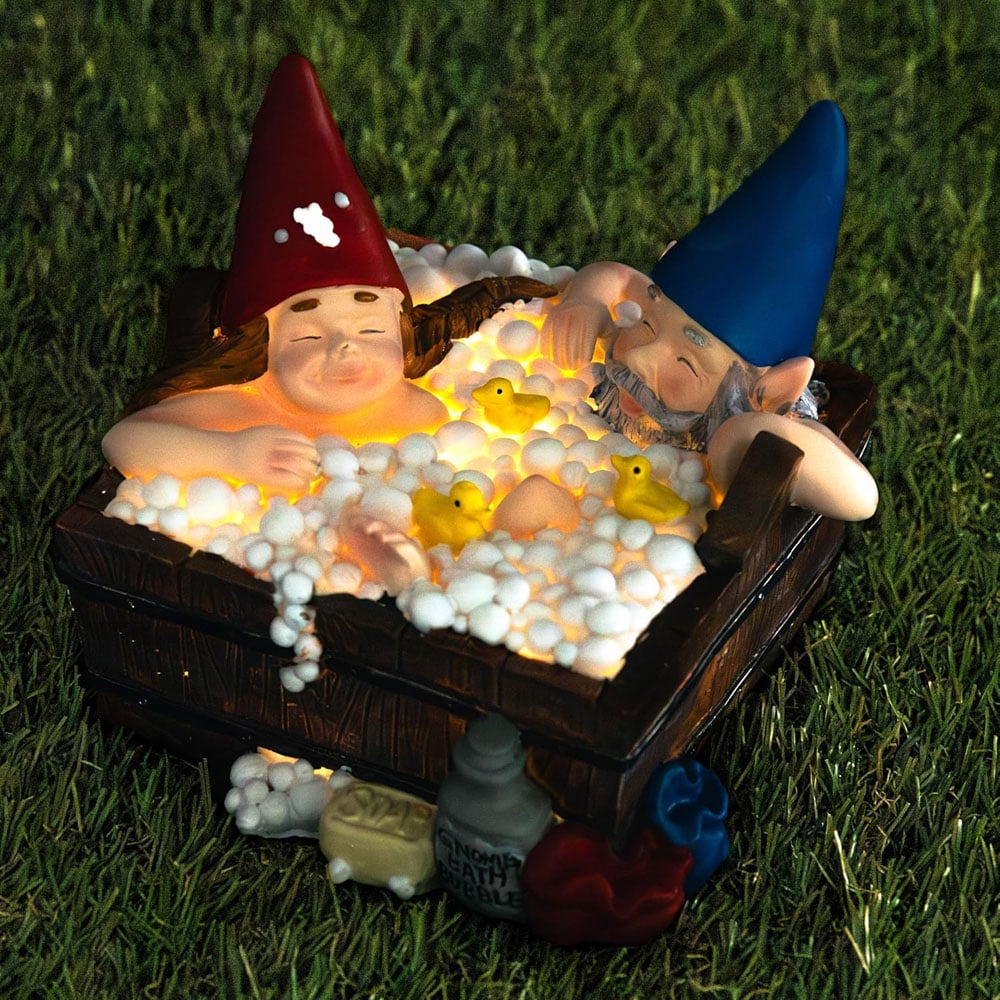 Marco Paul Light Up Solar Gnome Hot Tub Garden Ornament Image 5